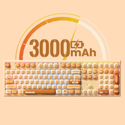 Teclado mecánico inalámbrico Akko MonsGeek MG108B Bun Wonderland, perfil MOG, RGB, 108 teclas, tamaño completo, hot swap, USB / 2.4G / BT 5.0