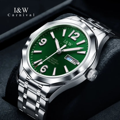 Reloj CARNIVAL para hombre de tungsteno, reloj mecánico de lujo con movimiento automático NH36, reloj de pulsera impermeable para hombre