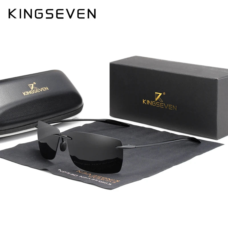 KINGSEVEN TR90 Слънчеви очила без рамка за мъже Ултралеки квадратни слънчеви очила без рамка за жени Маркови дизайнерски огледални лещи