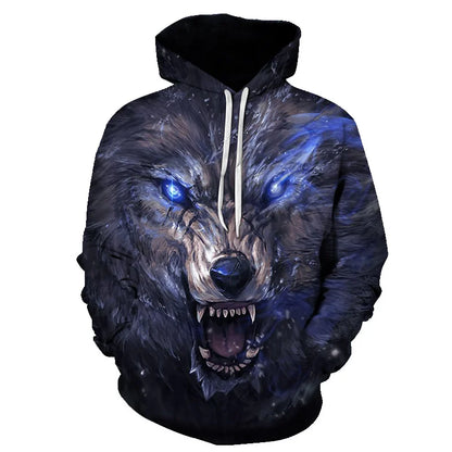 Felpa con cappuccio Cool Space Galaxy Wolf da uomo, lupo luminoso alla moda, felpa pullover con cappuccio da primavera e autunno