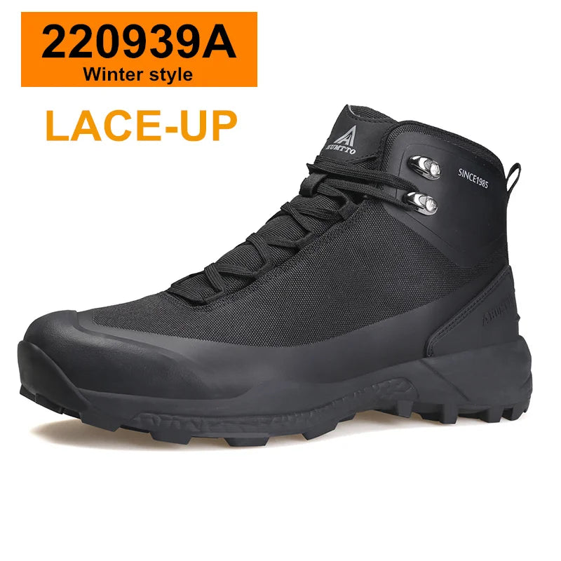 HUMTTO Waterproof Hiking Shoes Mountain Trekking Boots Black Camping Sneakers for Men Safety Climbing Sport Tactical Mens Shoes