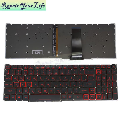 Teclado retroiluminado PT-BR Brazil US RU para Acer Nitro 5 AN515-54 AN515-43 AN517-52 AN517-51 AN517-54 AN715-51 Spain LA IT TR GR FR