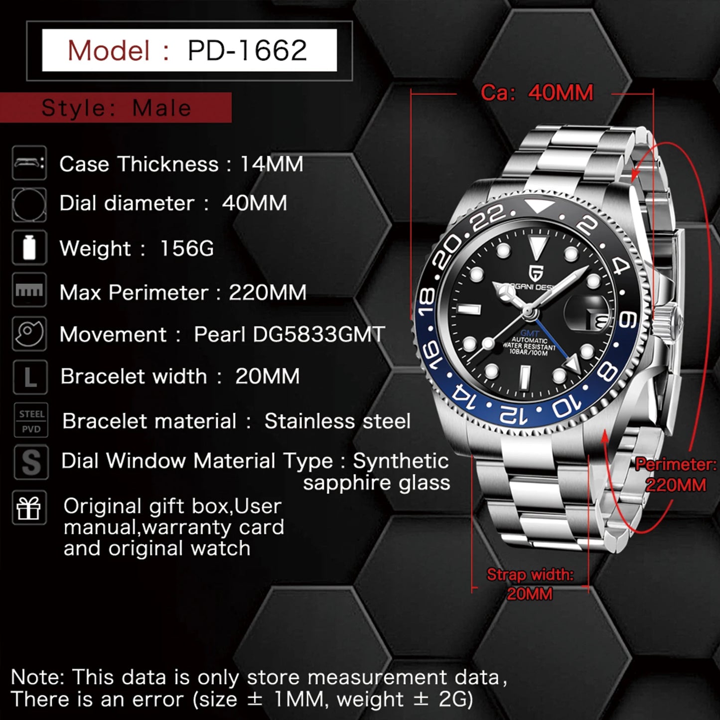 2026 Nuovo PAGANI DESIGN Orologio meccanico di lusso da uomo in acciaio inossidabile GMT Top Brand Vetro zaffiro Orologio da uomo