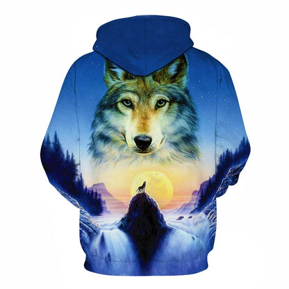 Felpa con cappuccio Cool Space Galaxy Wolf da uomo, lupo luminoso alla moda, felpa pullover con cappuccio da primavera e autunno