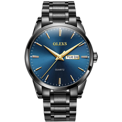Relógio para homem OLEVS – Relógio de pulso de quartzo em aço inoxidável, estanque, dourado, elegante e luminoso, acessório de luxo para homem