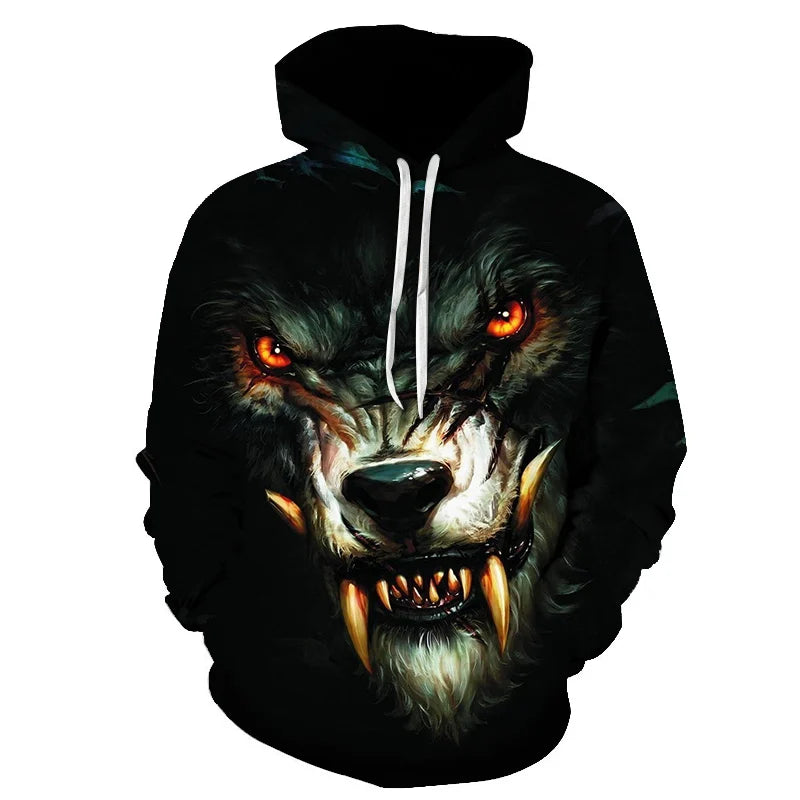 Felpa con cappuccio Cool Space Galaxy Wolf da uomo, lupo luminoso alla moda, felpa pullover con cappuccio da primavera e autunno