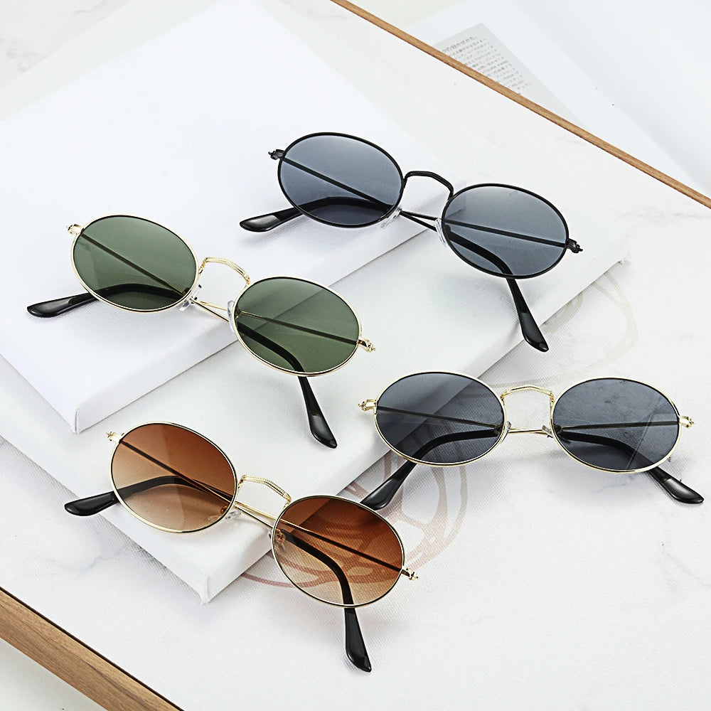 Lunettes de soleil ovales pour femmes, lunettes de conduite, monture ronde sexy, style rétro vintage, couleur or, petite taille, accessoires de cyclisme