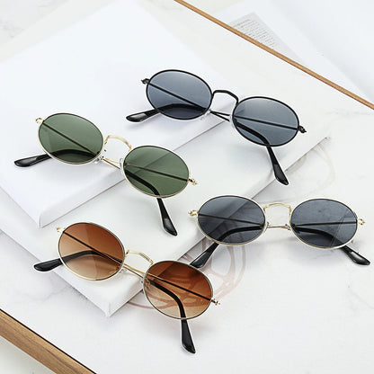 Lunettes de soleil ovales pour femmes, lunettes de conduite, monture ronde sexy, style rétro vintage, couleur or, petite taille, accessoires de cyclisme