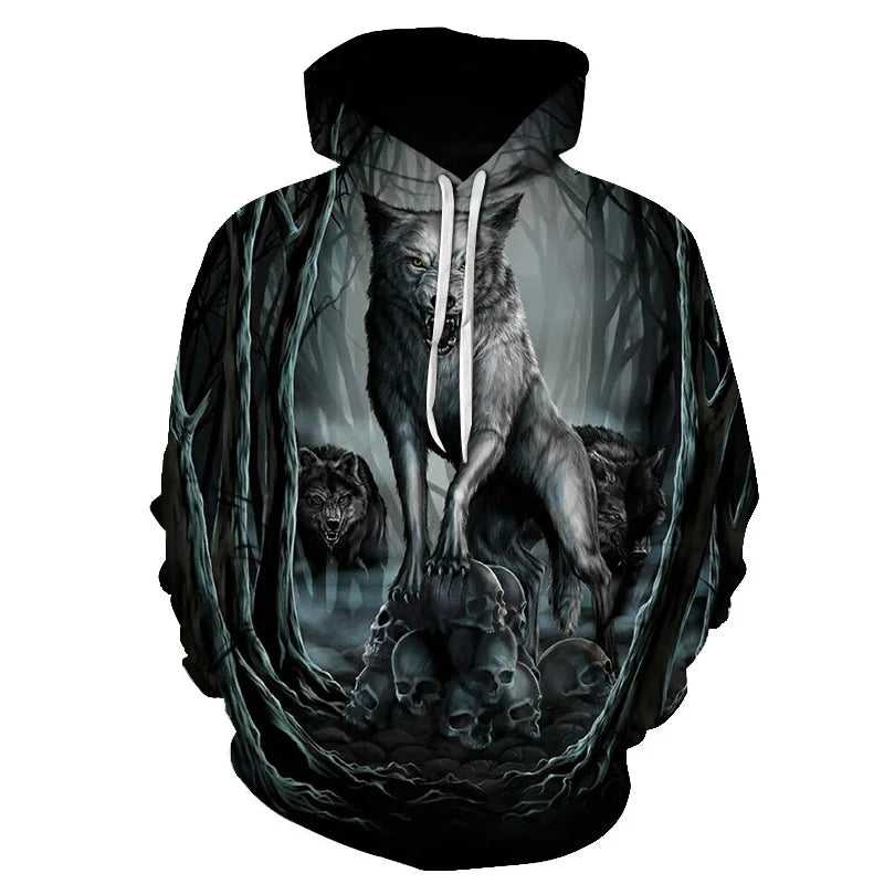 Felpa con cappuccio Cool Space Galaxy Wolf da uomo, lupo luminoso alla moda, felpa pullover con cappuccio da primavera e autunno