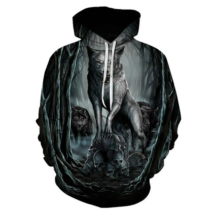 Felpa con cappuccio Cool Space Galaxy Wolf da uomo, lupo luminoso alla moda, felpa pullover con cappuccio da primavera e autunno