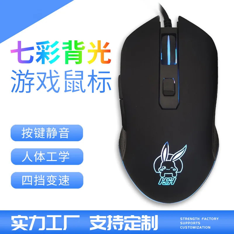 USB-C Wired Gaming Mouse with RGB Backlight, 2400 DPI Silent Computer Mouse for Type-C Laptop, Ergonomic USB-C Gaming Mouse for PC & Notebook