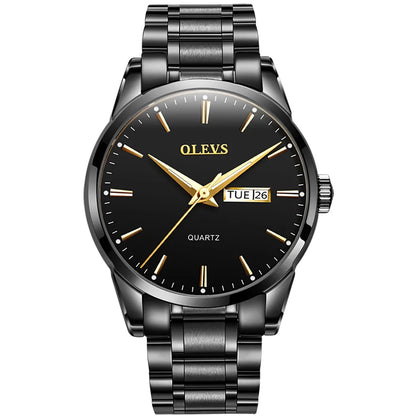 Relógio para homem OLEVS – Relógio de pulso de quartzo em aço inoxidável, estanque, dourado, elegante e luminoso, acessório de luxo para homem