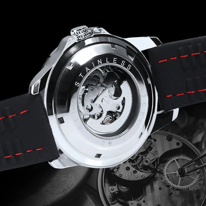 Pánske automatické hodinky WINNER – mechanický skeletový model, luminiscenčné ručičky, kaučukový remienok, športový a luxusný štýl, ideálne na aktivity v prírode