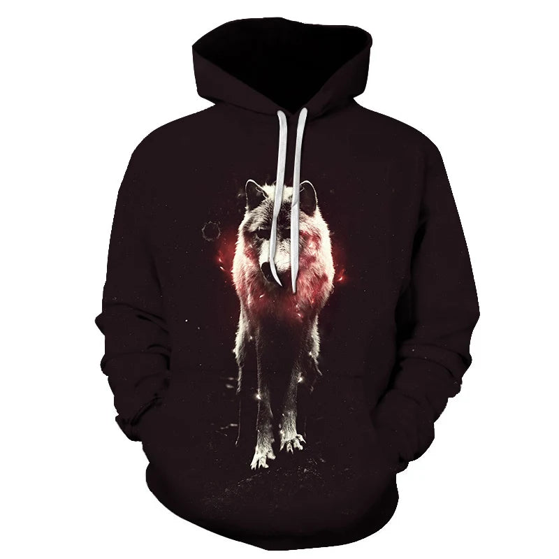 Felpa con cappuccio Cool Space Galaxy Wolf da uomo, lupo luminoso alla moda, felpa pullover con cappuccio da primavera e autunno