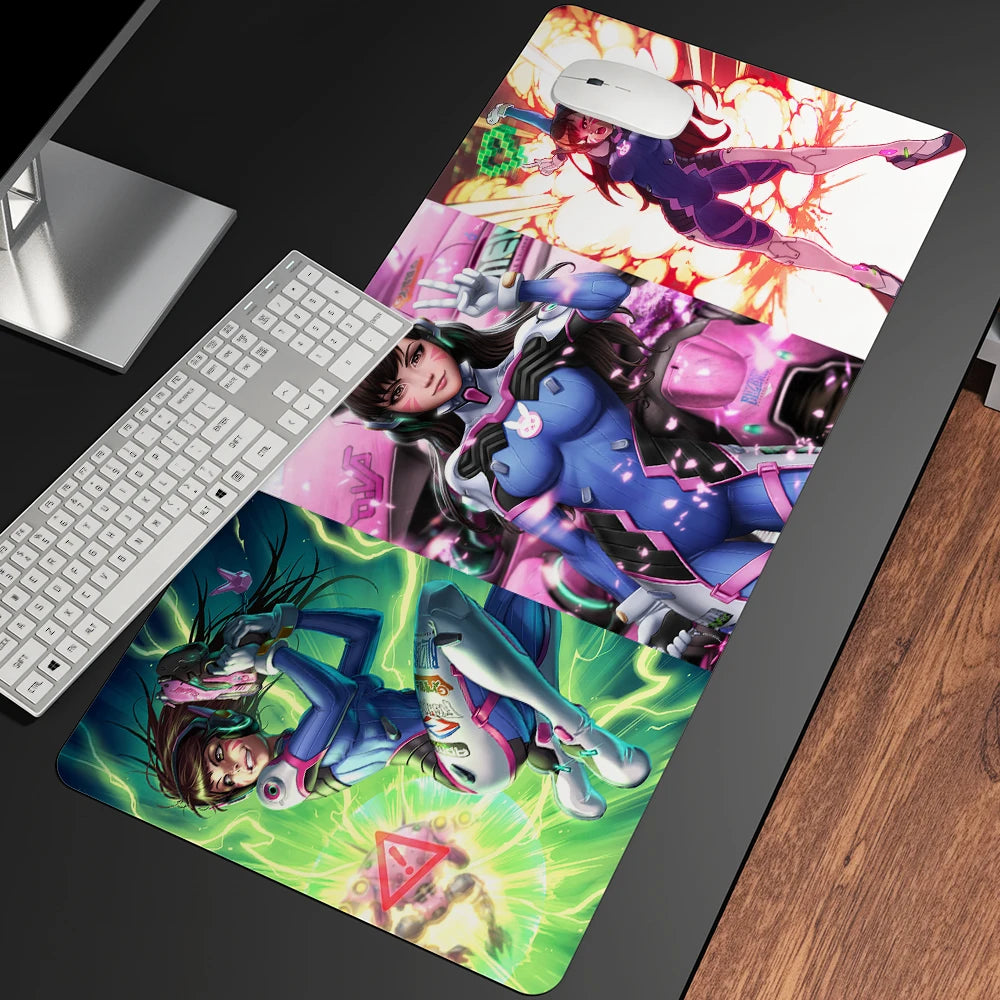Alfombrilla de ratón gaming anime XXL, alfombrilla grande para ratón con chica, para teclado, ordenador y PC, alfombrilla de escritorio con borde para jugadores de Overwatch/cs Go