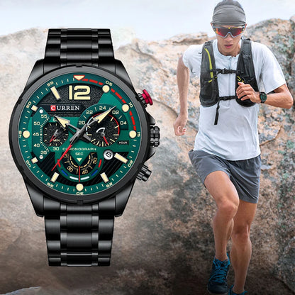 CURREN Watches Men's Sport Quartz Chronograph Wristwatches Luxury Stainless Steel Clock with Luminous Watch Relogio Masculino