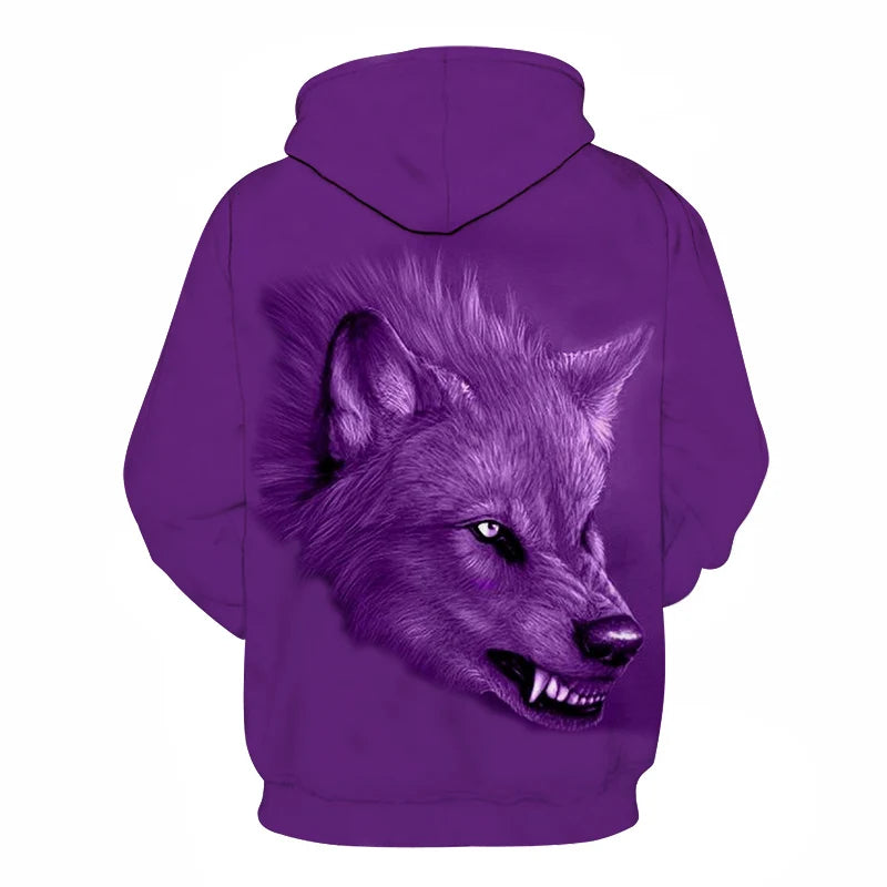Felpa con cappuccio Cool Space Galaxy Wolf da uomo, lupo luminoso alla moda, felpa pullover con cappuccio da primavera e autunno