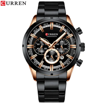 Orologio da uomo Curren con quadrante blu, cinturino in acciaio inox, data, stile business, impermeabile, orologio di lusso da polso per uomo