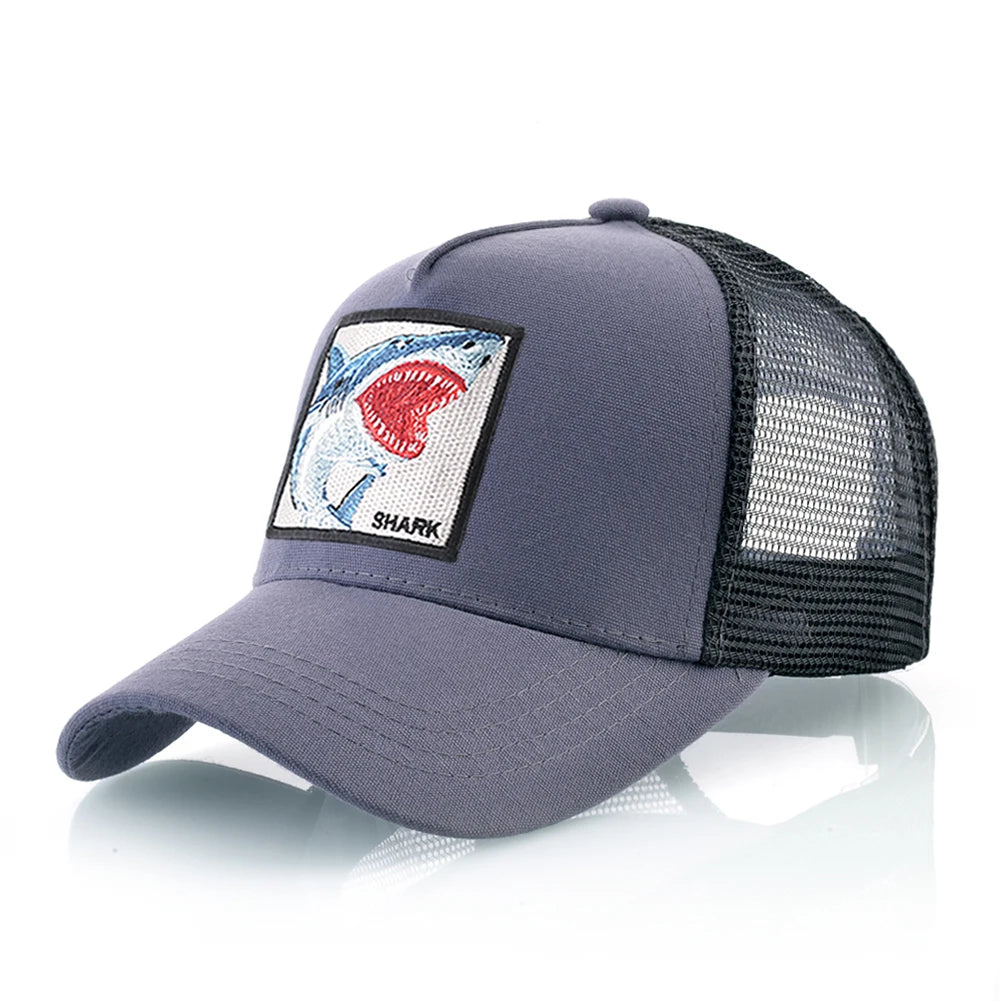 Trucker Caps Men Women Streetwear Hip Hop Baseball Cap With Shark Embroidery Patch Snapback Drake Bones Casquette Four Seasons