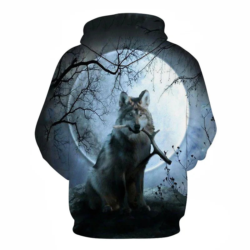 Felpa con cappuccio Cool Space Galaxy Wolf da uomo, lupo luminoso alla moda, felpa pullover con cappuccio da primavera e autunno