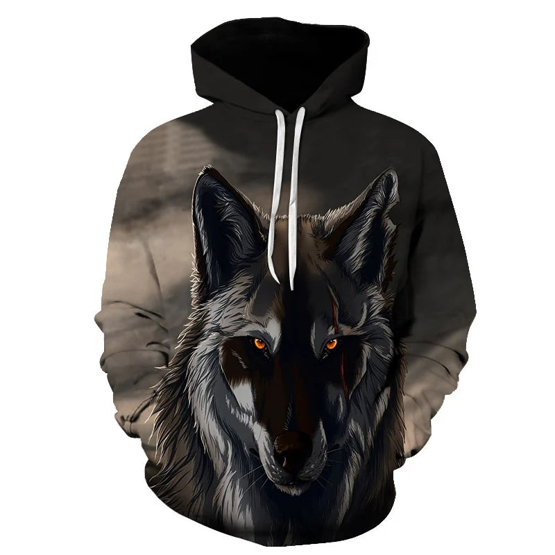 Felpa con cappuccio Cool Space Galaxy Wolf da uomo, lupo luminoso alla moda, felpa pullover con cappuccio da primavera e autunno