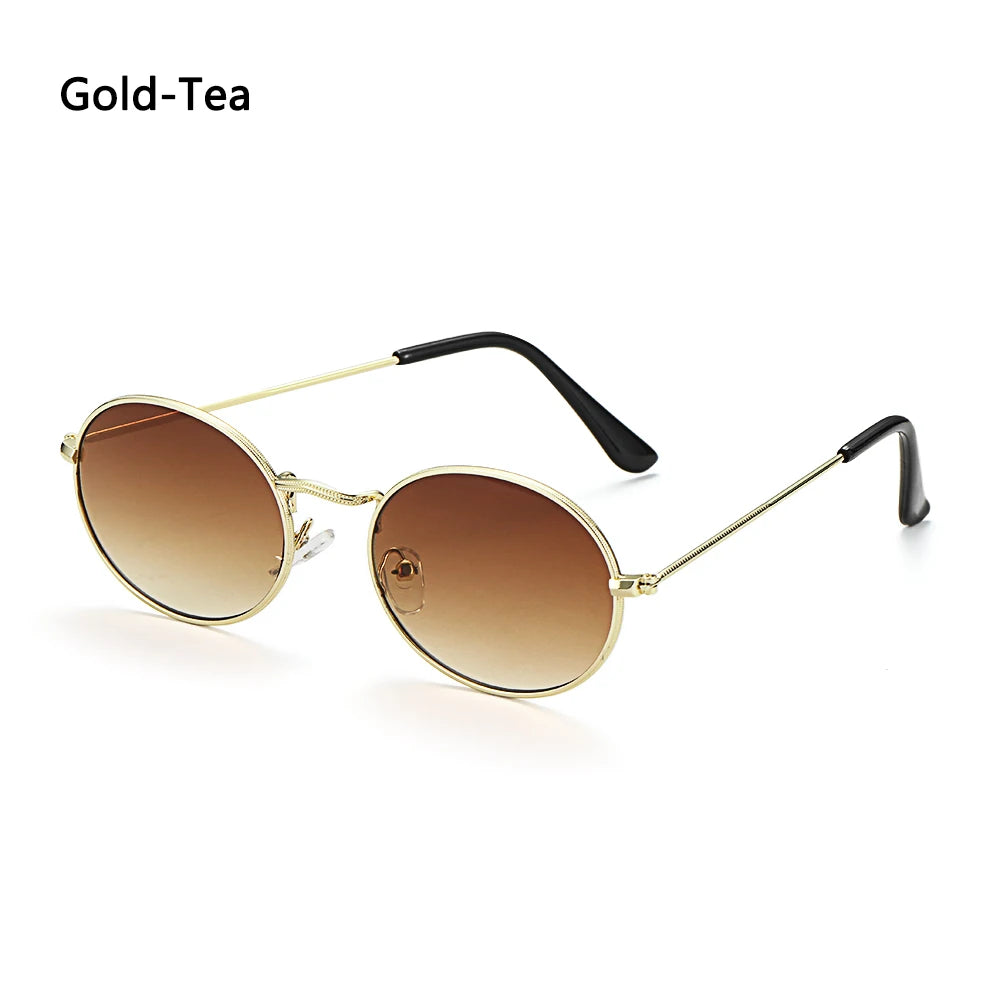 Lunettes de soleil ovales pour femmes, lunettes de conduite, monture ronde sexy, style rétro vintage, couleur or, petite taille, accessoires de cyclisme