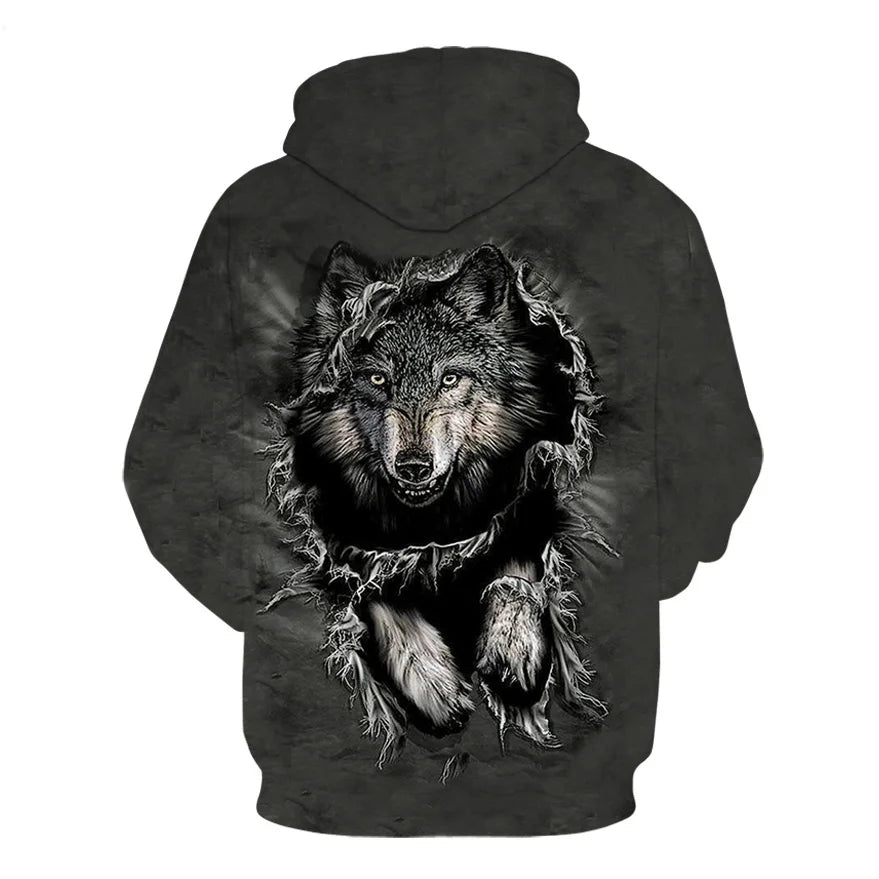 Felpa con cappuccio Cool Space Galaxy Wolf da uomo, lupo luminoso alla moda, felpa pullover con cappuccio da primavera e autunno