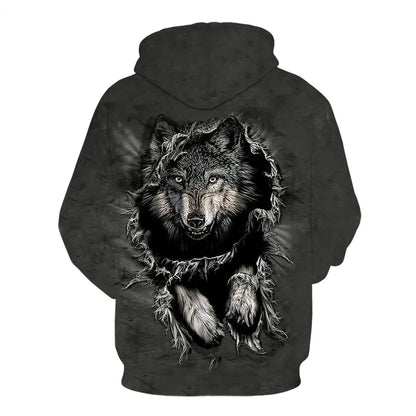 Felpa con cappuccio Cool Space Galaxy Wolf da uomo, lupo luminoso alla moda, felpa pullover con cappuccio da primavera e autunno