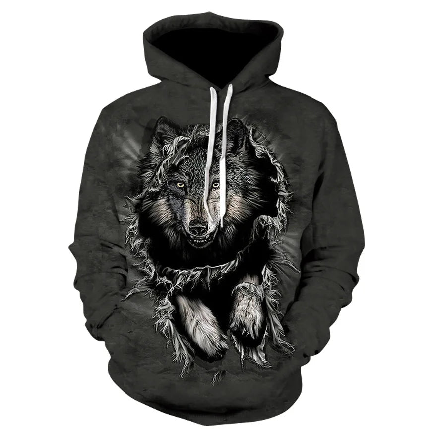 Felpa con cappuccio Cool Space Galaxy Wolf da uomo, lupo luminoso alla moda, felpa pullover con cappuccio da primavera e autunno