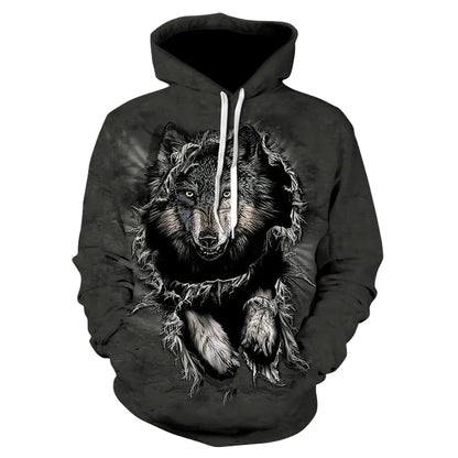 Felpa con cappuccio Cool Space Galaxy Wolf da uomo, lupo luminoso alla moda, felpa pullover con cappuccio da primavera e autunno