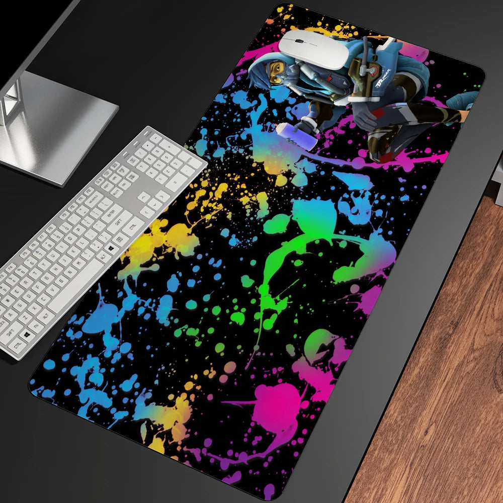 Alfombrilla de ratón gaming anime XXL, alfombrilla grande para ratón con chica, para teclado, ordenador y PC, alfombrilla de escritorio con borde para jugadores de Overwatch/cs Go