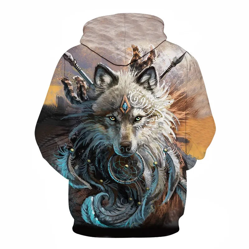 Felpa con cappuccio Cool Space Galaxy Wolf da uomo, lupo luminoso alla moda, felpa pullover con cappuccio da primavera e autunno