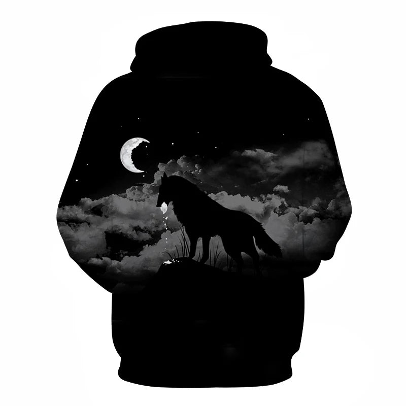 Felpa con cappuccio Cool Space Galaxy Wolf da uomo, lupo luminoso alla moda, felpa pullover con cappuccio da primavera e autunno