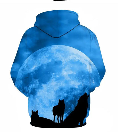 Felpa con cappuccio Cool Space Galaxy Wolf da uomo, lupo luminoso alla moda, felpa pullover con cappuccio da primavera e autunno