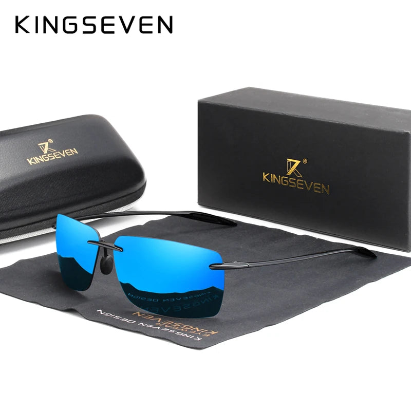 KINGSEVEN TR90 Слънчеви очила без рамка за мъже Ултралеки квадратни слънчеви очила без рамка за жени Маркови дизайнерски огледални лещи