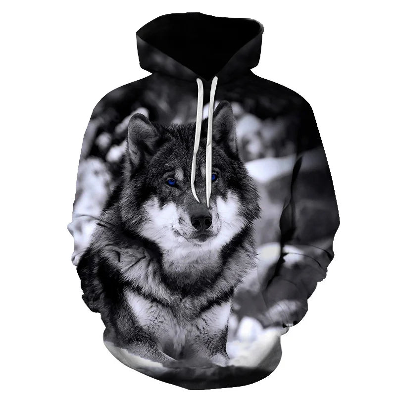 Felpa con cappuccio Cool Space Galaxy Wolf da uomo, lupo luminoso alla moda, felpa pullover con cappuccio da primavera e autunno