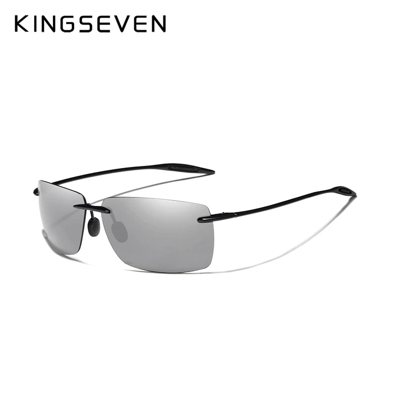 KINGSEVEN TR90 Слънчеви очила без рамка за мъже Ултралеки квадратни слънчеви очила без рамка за жени Маркови дизайнерски огледални лещи