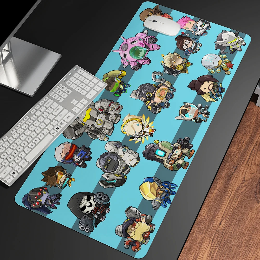 Alfombrilla de ratón gaming anime XXL, alfombrilla grande para ratón con chica, para teclado, ordenador y PC, alfombrilla de escritorio con borde para jugadores de Overwatch/cs Go
