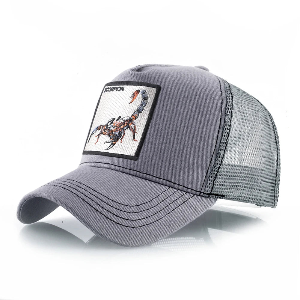 Streetwear Trucker Caps With Scorpion Patch Men's Snapback Hip Hop Baseball Cap For Women Four Seasons Fashion Casquette Hats
