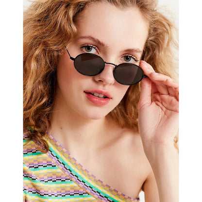 Lunettes de soleil ovales pour femmes, lunettes de conduite, monture ronde sexy, style rétro vintage, couleur or, petite taille, accessoires de cyclisme