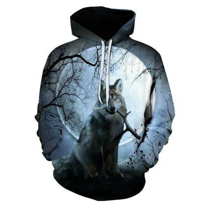 Felpa con cappuccio Cool Space Galaxy Wolf da uomo, lupo luminoso alla moda, felpa pullover con cappuccio da primavera e autunno