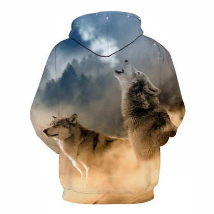 Felpa con cappuccio Cool Space Galaxy Wolf da uomo, lupo luminoso alla moda, felpa pullover con cappuccio da primavera e autunno