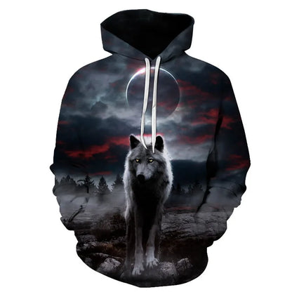 Felpa con cappuccio Cool Space Galaxy Wolf da uomo, lupo luminoso alla moda, felpa pullover con cappuccio da primavera e autunno
