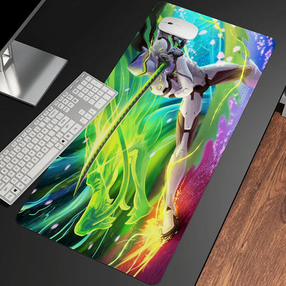 Alfombrilla de ratón gaming anime XXL, alfombrilla grande para ratón con chica, para teclado, ordenador y PC, alfombrilla de escritorio con borde para jugadores de Overwatch/cs Go