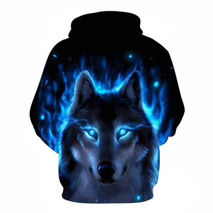 Felpa con cappuccio Cool Space Galaxy Wolf da uomo, lupo luminoso alla moda, felpa pullover con cappuccio da primavera e autunno