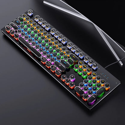 Tastiera meccanica Retro Punk con switch blu, neri e marroni, 104 tasti, USB cablata, tastiera gaming retroilluminata RGB per PC, laptop e gamer