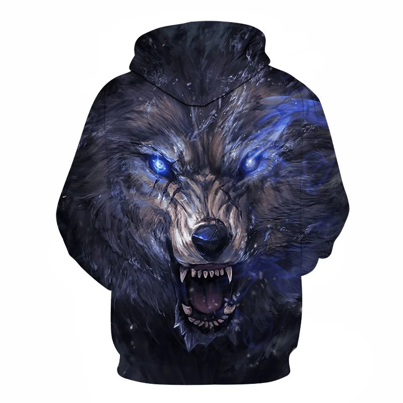 Felpa con cappuccio Cool Space Galaxy Wolf da uomo, lupo luminoso alla moda, felpa pullover con cappuccio da primavera e autunno