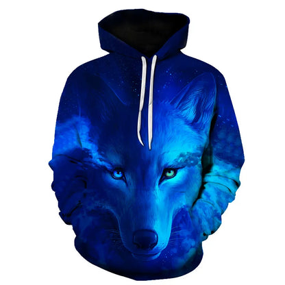 Felpa con cappuccio Cool Space Galaxy Wolf da uomo, lupo luminoso alla moda, felpa pullover con cappuccio da primavera e autunno