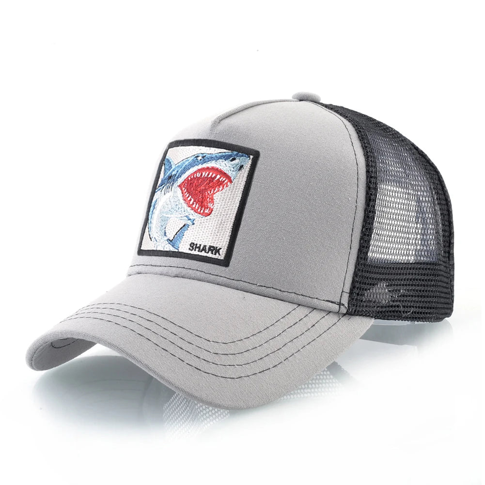 Trucker Caps Men Women Streetwear Hip Hop Baseball Cap With Shark Embroidery Patch Snapback Drake Bones Casquette Four Seasons