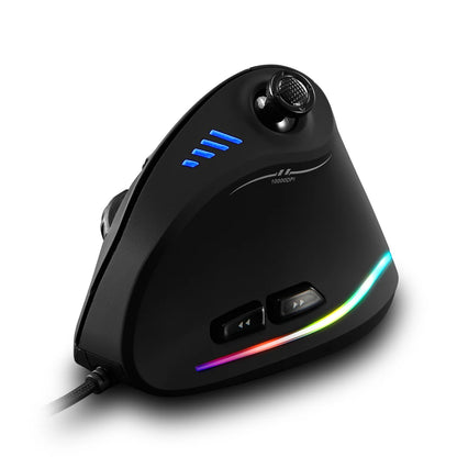 Mouse da gaming cablato Zelotes C-18, 11 pulsanti programmabili, motore laser 10000DPI, fascia luminosa RGB, 128KB, mouse verticale per laptop e PC